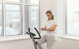 woman wearing headset