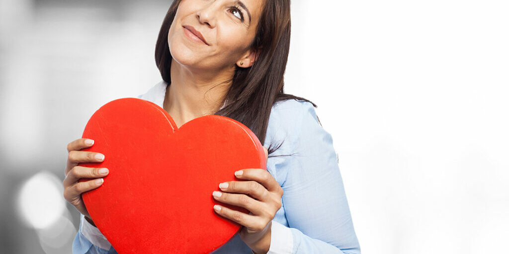 cool young woman heart shape